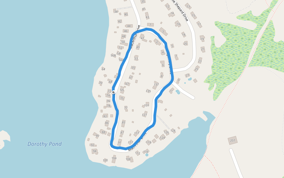 Dorothy Pond walking route map in Millbury