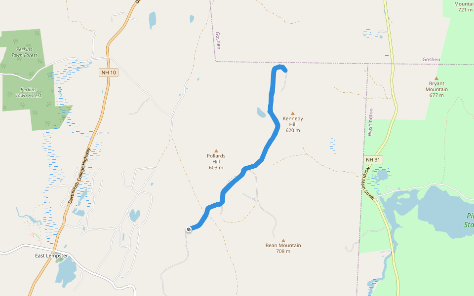 Kennedy Hill walking route map in Lempster