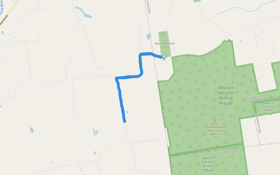 Sand Hill Road walking route map in Greenfield