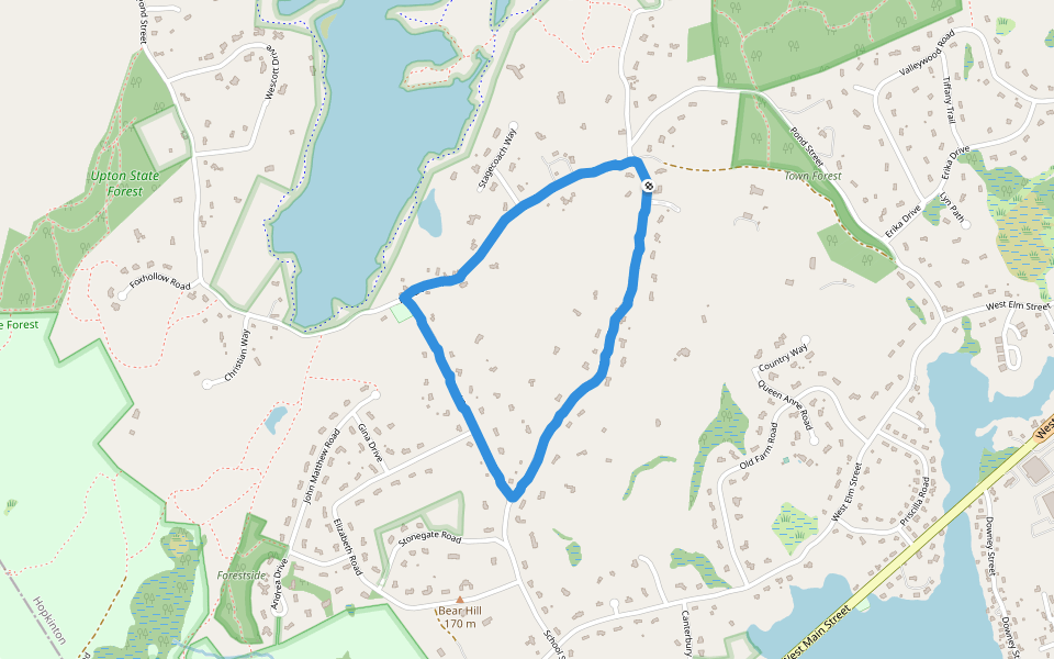 Whitehall Yellow Trail Hiking Hopkinton, Massachusetts, USA Pacer