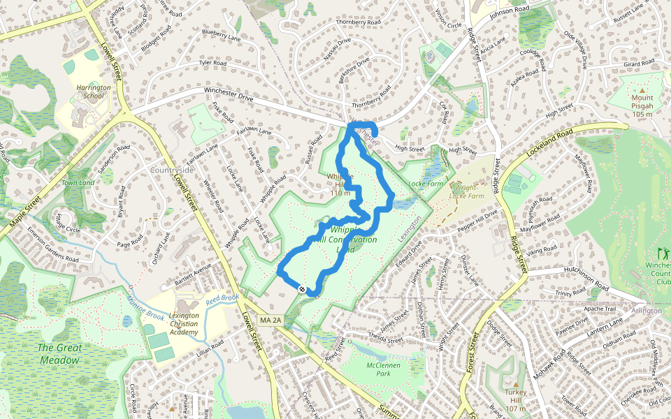 Whipple Hill Conservation Land Johnson Road Hiking Lexington, Massachusetts, USA Pacer