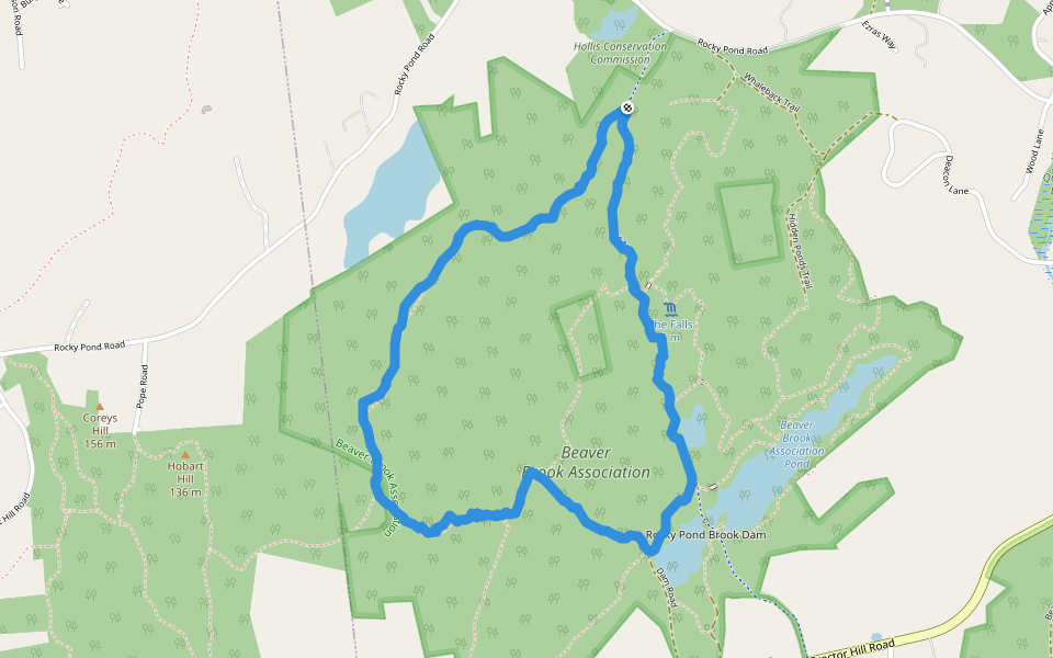 Beaver Brook Association walking route map in Hollis