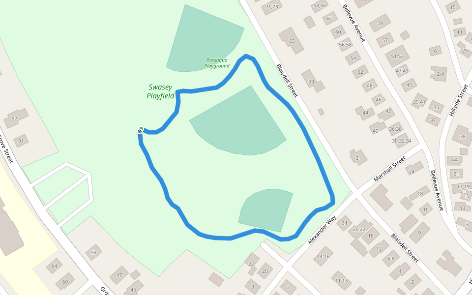 Swasey Playfield walking route map in Haverhill