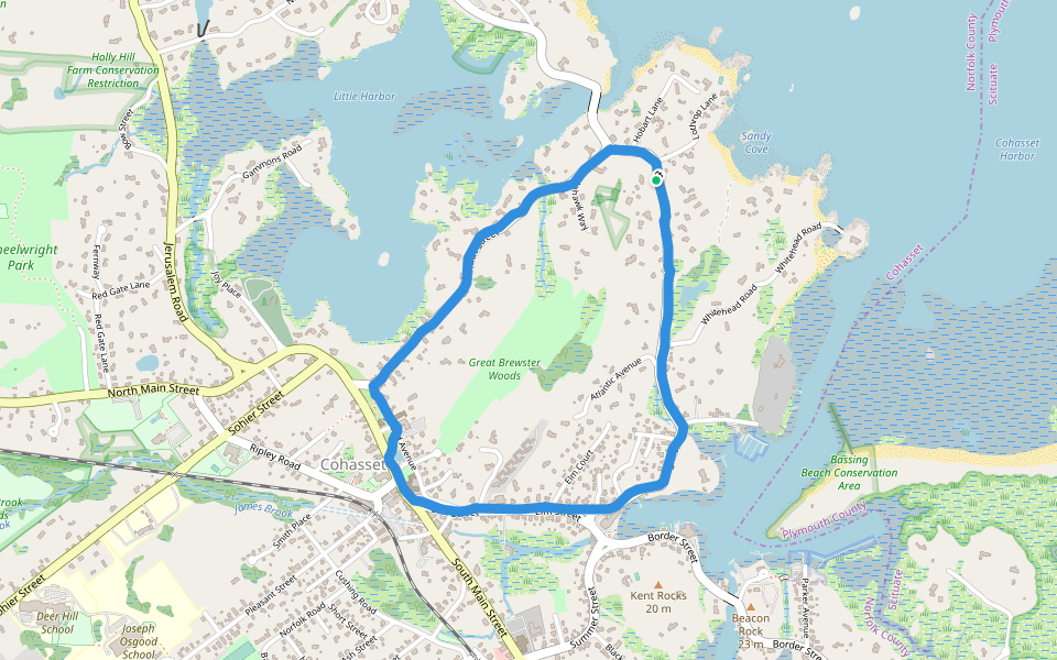 Cohasset walking route map in Cohasset