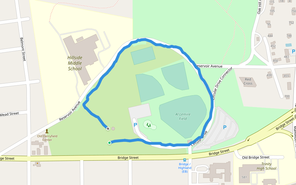 Derryfield Park walking route map in Manchester