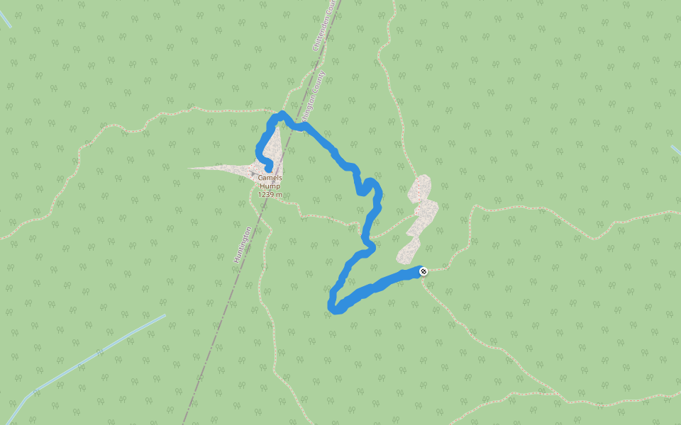 Monroe Trail walking route map in Waterbury