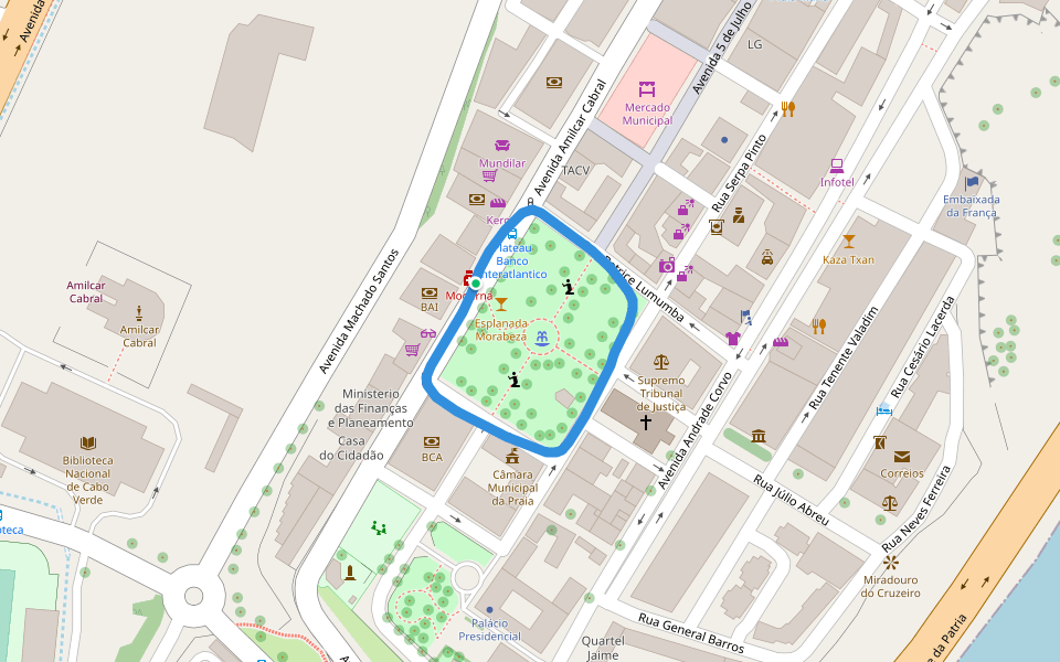 Praça Alexandre Albuquerque walking route map in Dias
