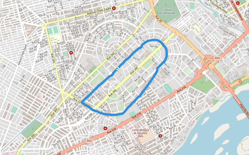Rue 331 walking route map in بامكو،