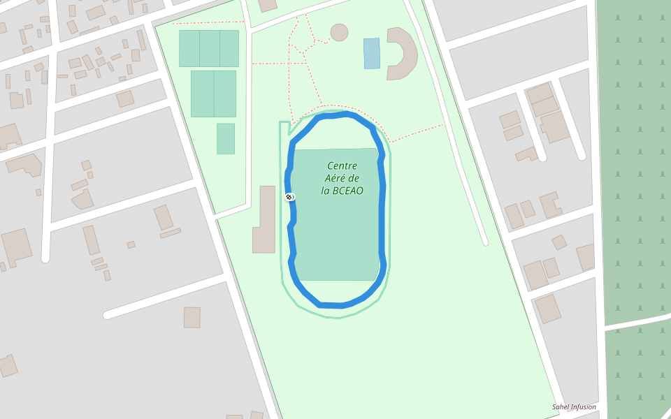 Centre Aéré de la BCEAO walking route map in Bamako