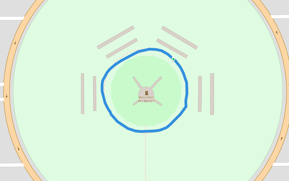Monument des Martyrs walking route map in Ouagadougou