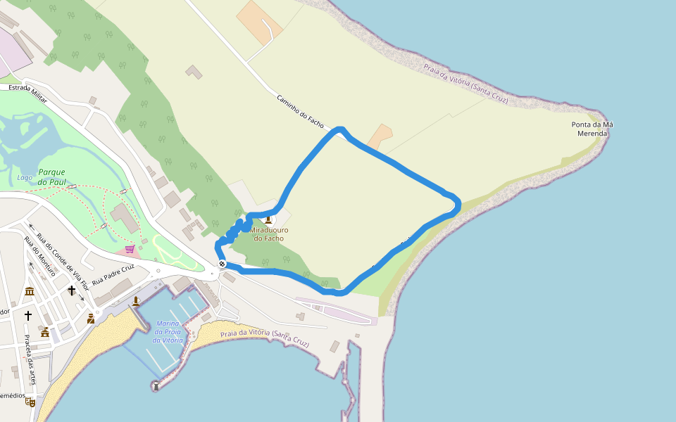 Parque do Paul walking route map in Praia da Vitória