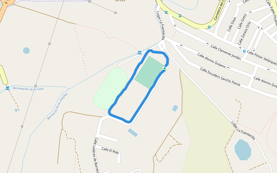 Campo de Futbol Elias Rizcallal walking route map in Arucas