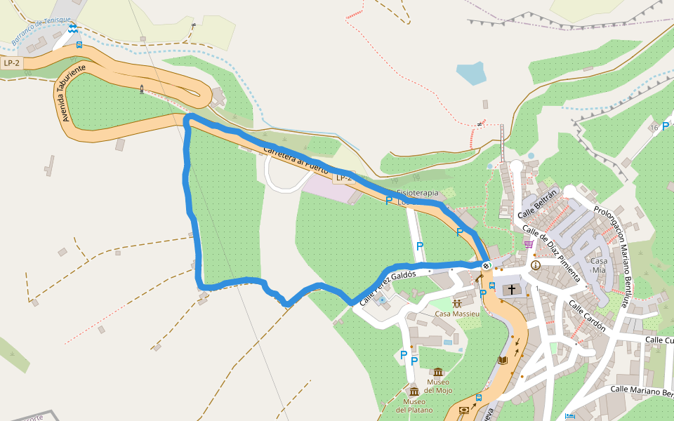 Plaza de Simon Guadalupe walking route map in Tazacorte