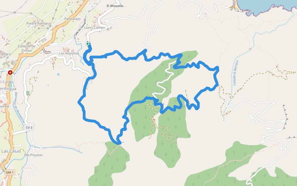ausgetrocknetes Flussbett walking route map in Hermigua
