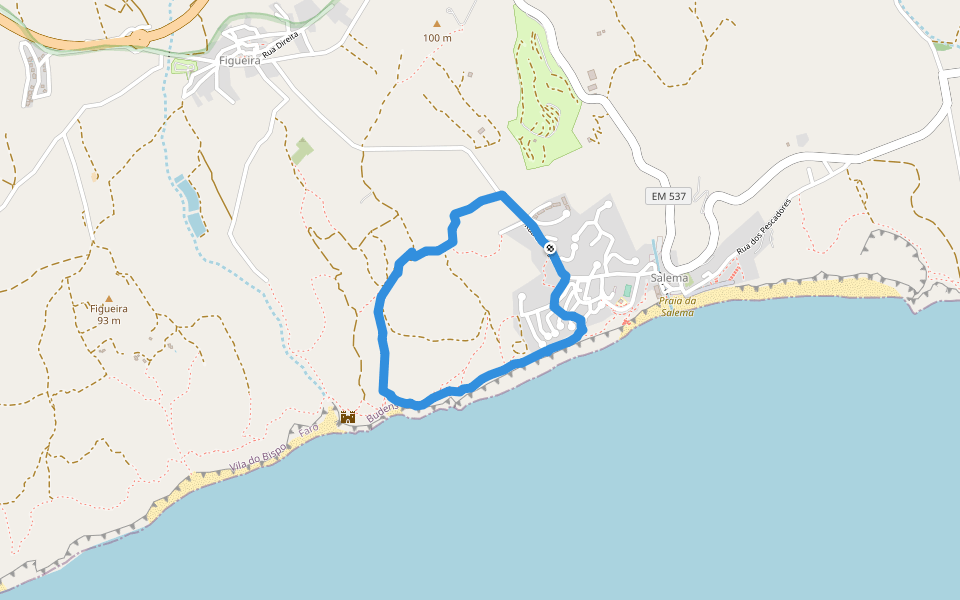 Jazida de icnofósseis da Praia da Salema walking route map in Budens