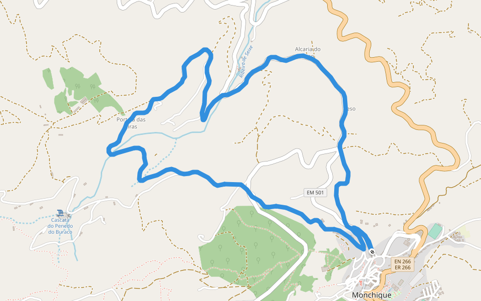 GR13 Via Algarviana walking route map in Monchique