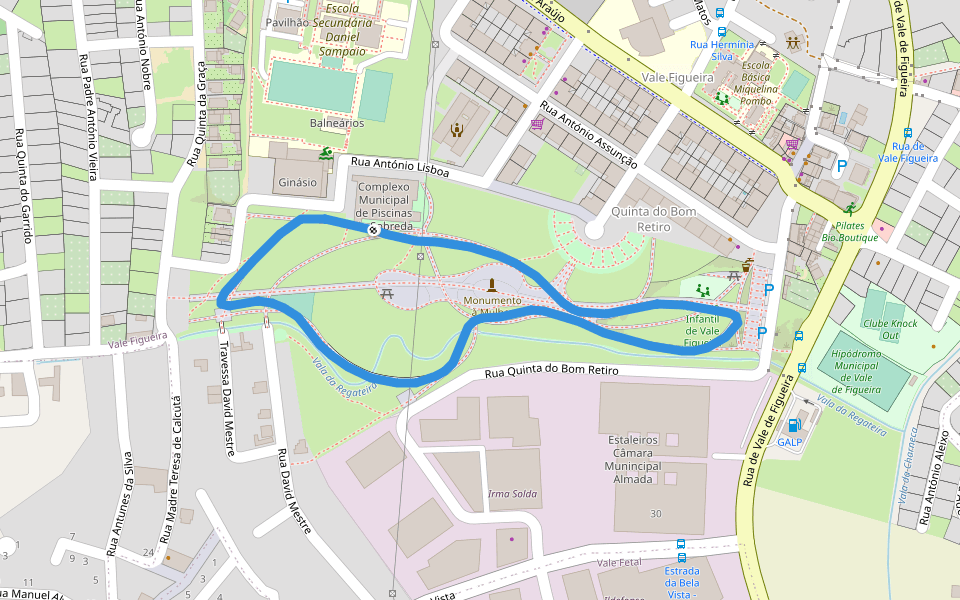 Parque Multiusos da Sobreda walking route map in Sobreda