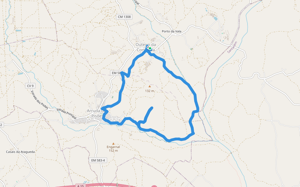 À descoberta do novos caminhos walking route map in Outeiro da Cortiçada