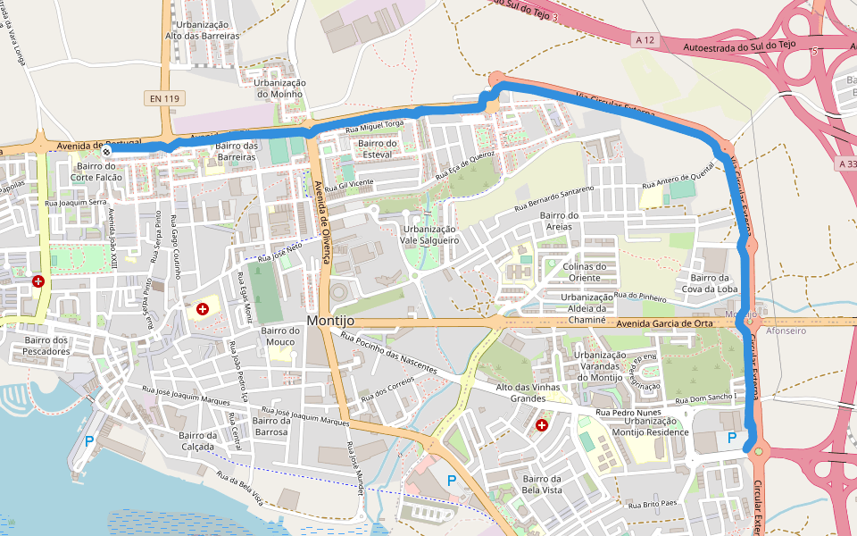 laton  walking route map in Montijo
