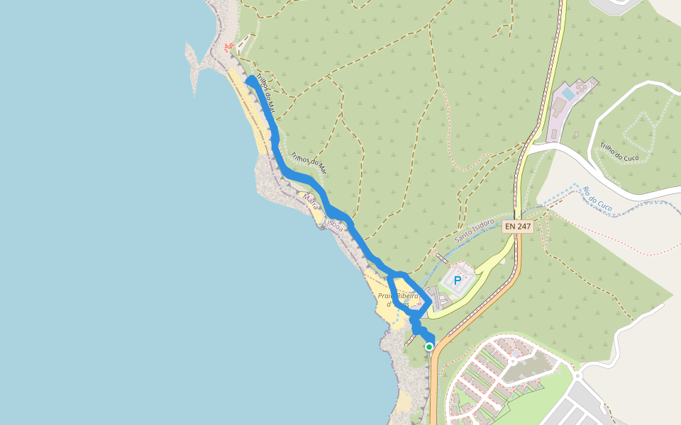 Trilhos do Mar walking route map in Ericeira