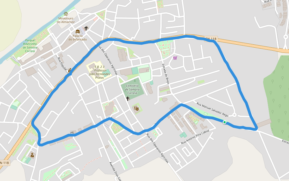 Jardim da Quinta das Cegonhas walking route map in Samora Correia