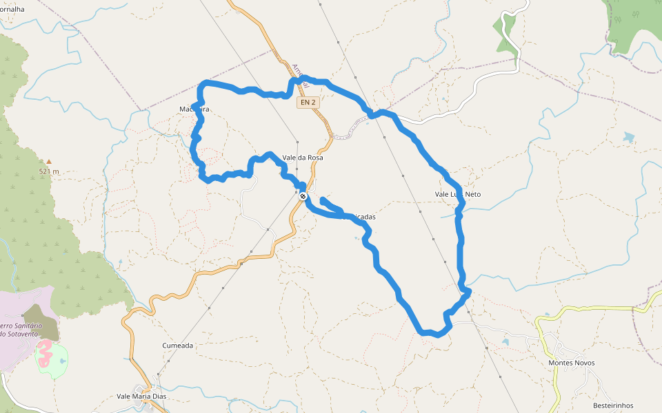 Vale da Rosa walking route map in Querença