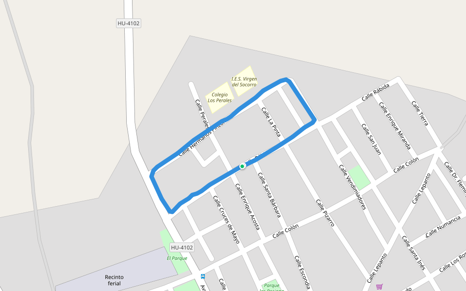 El Parque walking route map in Rociana del Condado