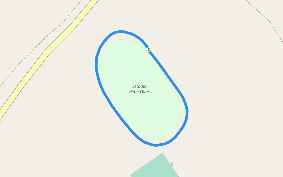 Estadio Pepe Olias walking route map in Carmona