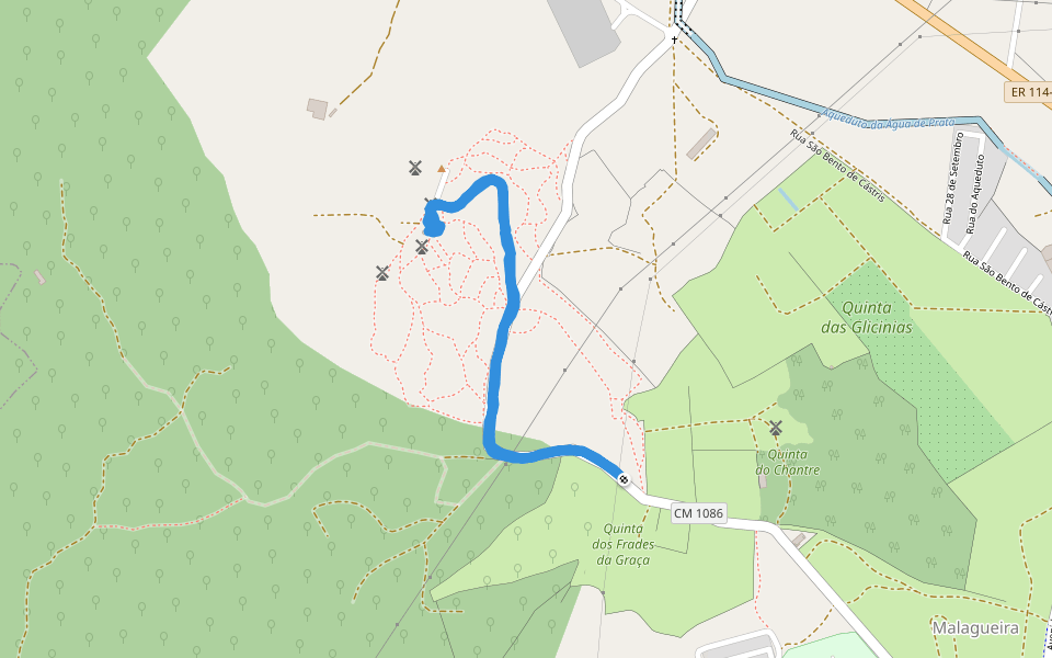 Alto de São Bento walking route map in Évora