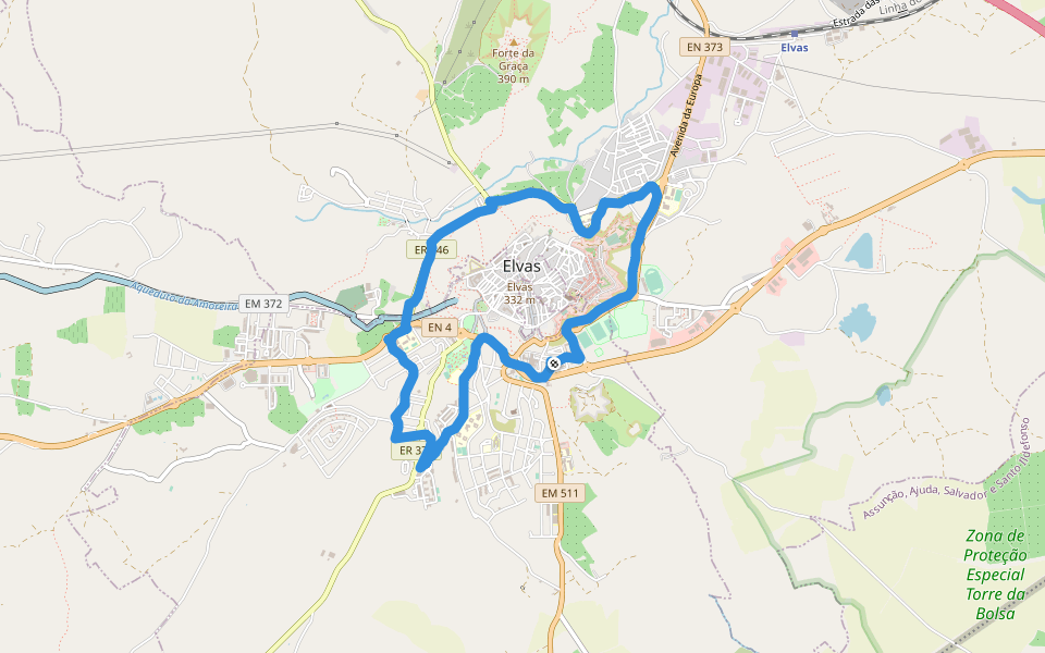 Colecção de Viaturas Militares walking route map in Elvas