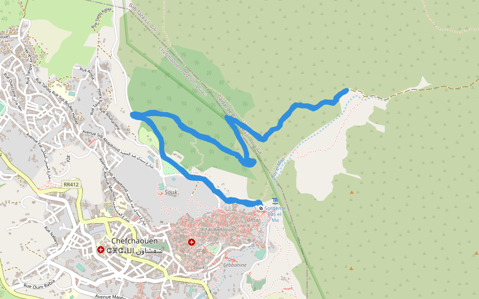 Point de Tisemlale walking route map in Chefchaouen