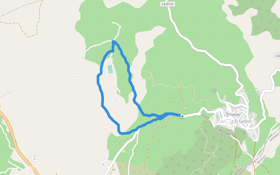 El Gastor walking route map in El Gastor