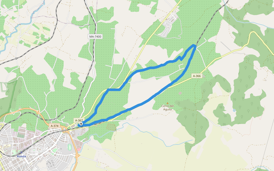 Cerro del Águila walking route map in Ronda