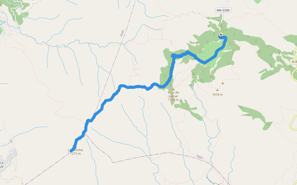 Cruz de Juanar walking route map in Ojén