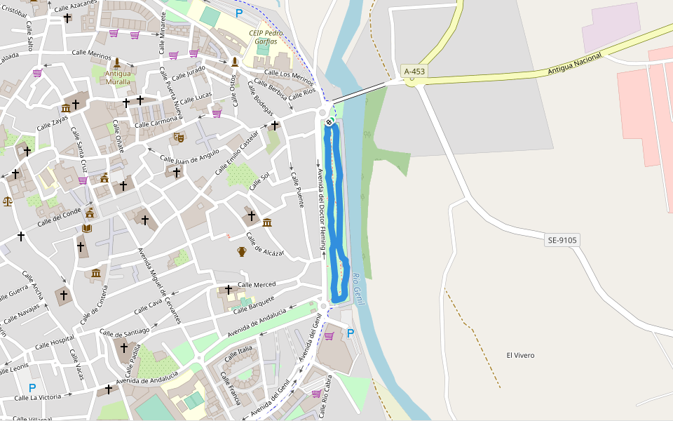 Parque San Pablo walking route map in Écija