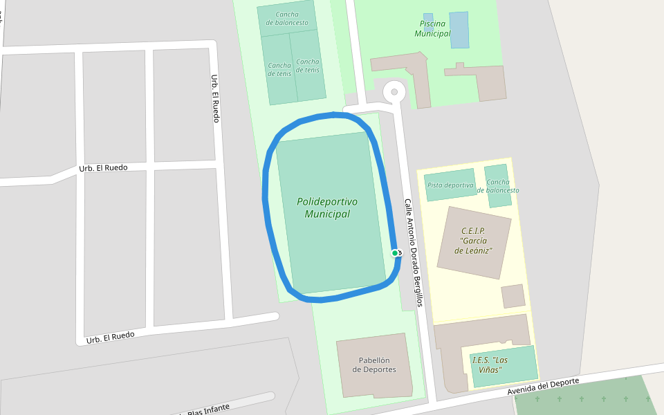 Polideportivo Municipal walking route map in Moriles