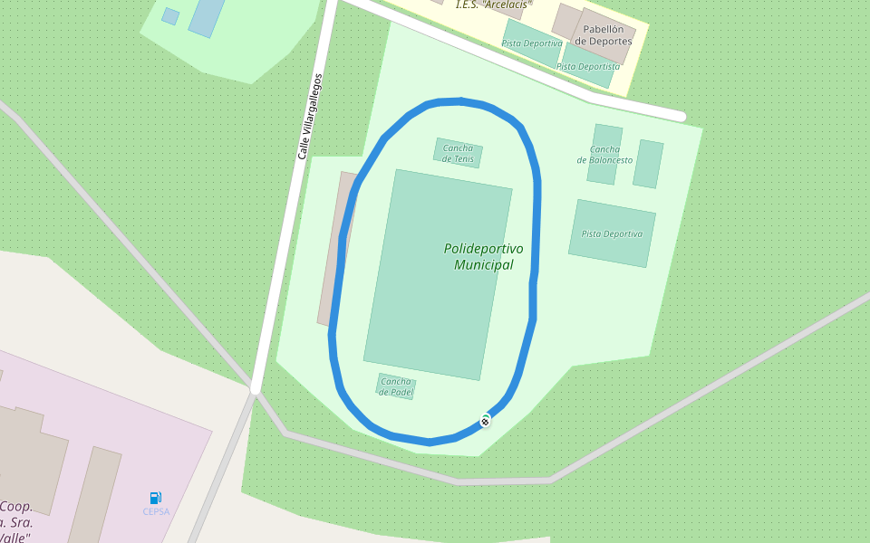 Polideportivo Municipal walking route map in Santaella