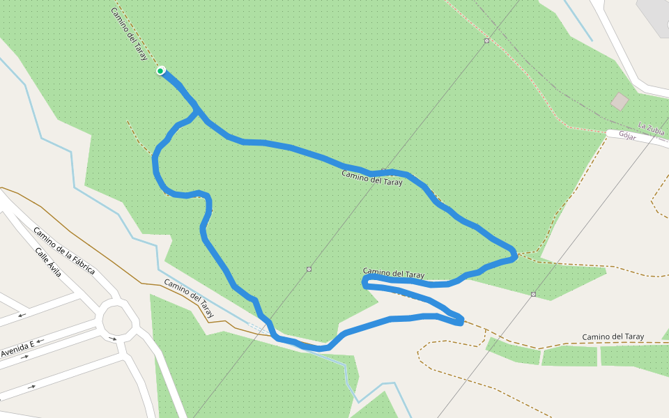 Camino del Taray walking route map in Gójar
