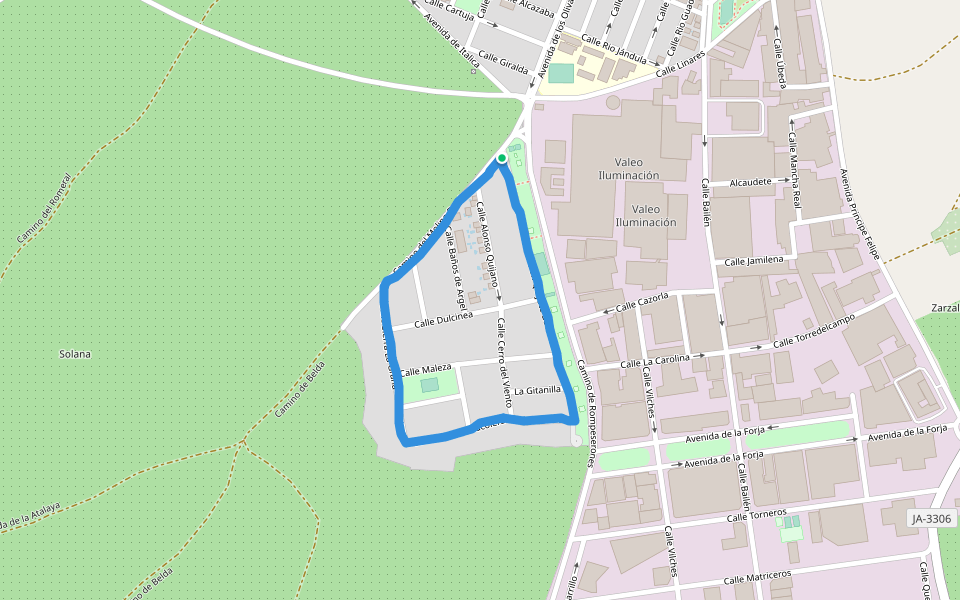 Zona Verde walking route map in Martos