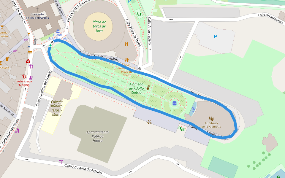 Alameda de Adolfo Suárez walking route map in Jaén