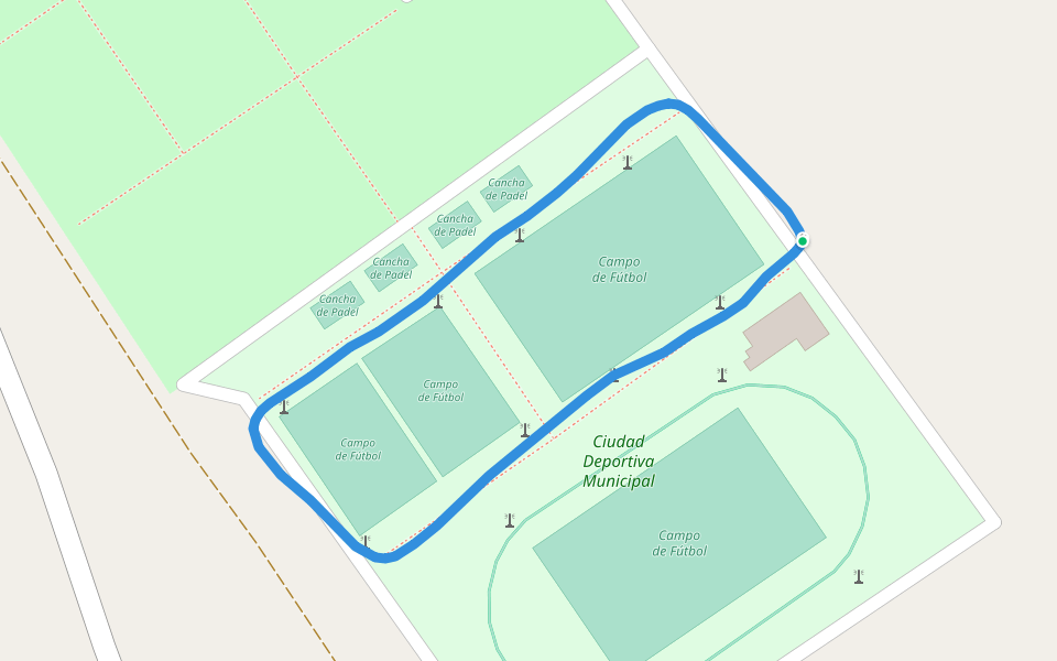 Ciudad Deportiva Municipal walking route map in Pozoblanco