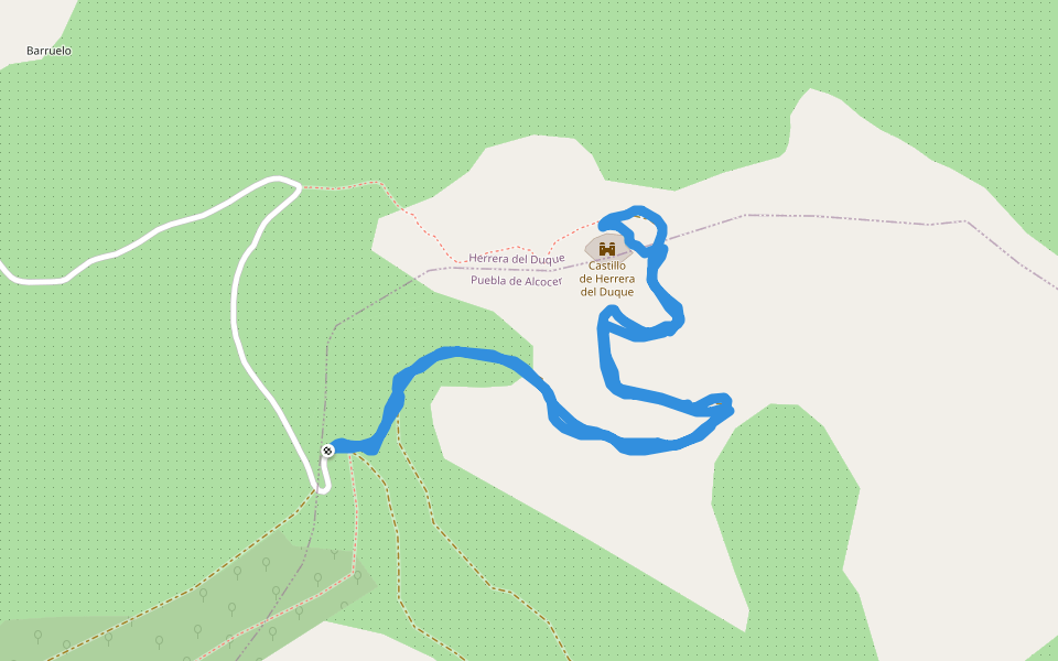 Castillo de Herrera del Duque walking route map in Puebla de Alcocer