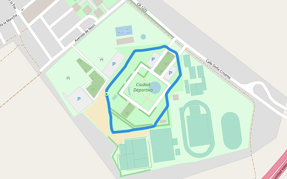 Ciudad Deportiva walking route map in Tomelloso