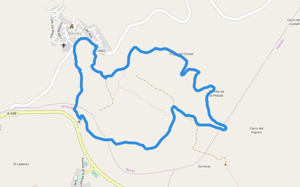 Plaza de la Iglesia walking route map in Almócita