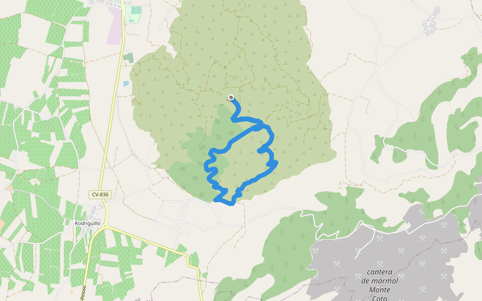 Canyada Reial deis Serrans walking route map in El Pinós