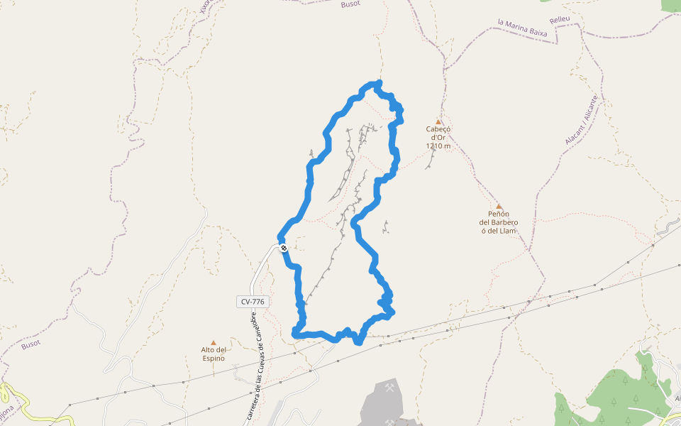 Senda Canal de l´Homenet walking route map in Busot