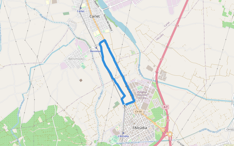 Camí del Cementeri walking route map in L'Alcúdia