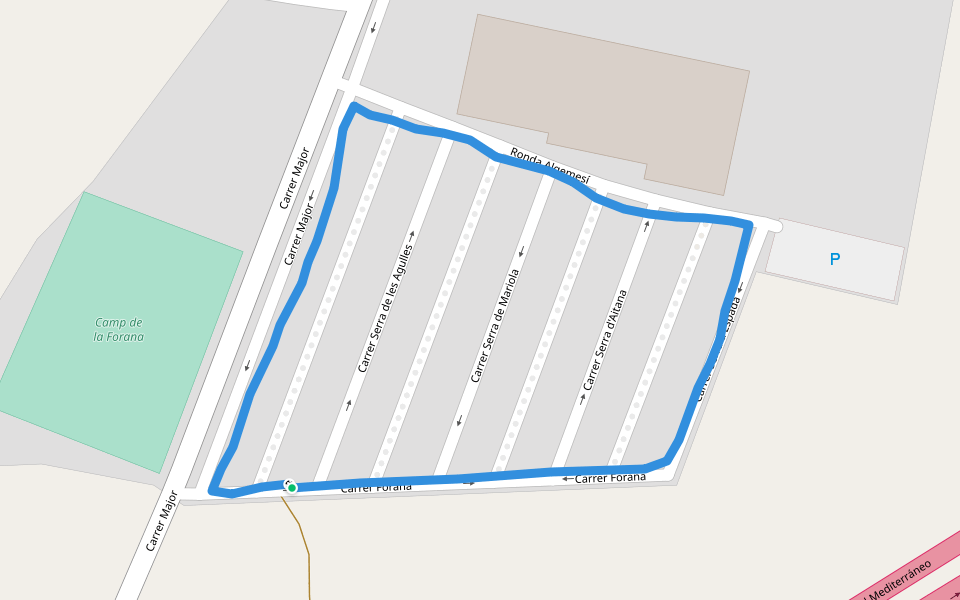 Camp de la Forana walking route map in Alginet