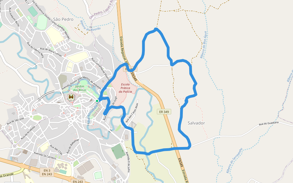 Pelourinho de Torres Novas walking route map in Torres Novas