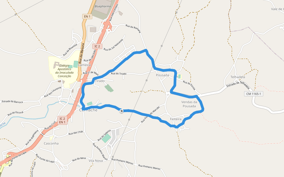 Pavilhão da Regibós walking route map in Cernache